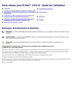 Dell Wireless 1515 Wireless-N WLAN Card Users Guide electronics accessory Manuel utilisateur