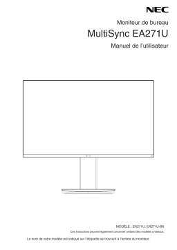 NEC EA271U-BK-SV 27" 4K UHD Business-Class Widescreen Desktop Monitor Manuel utilisateur