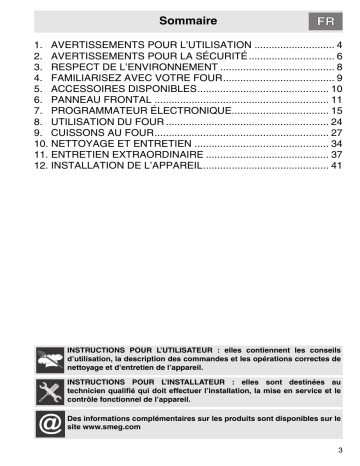 Manuel du propriétaire | Smeg DOSC34N Manuel utilisateur | Fixfr