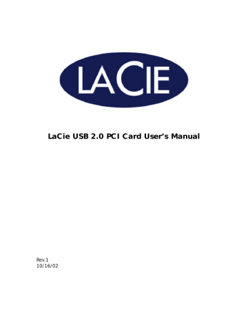 Manuel du propriétaire | LaCie CARTE PCI USB 2.0 Manuel utilisateur | Fixfr