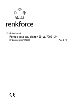 Renkforce Submersible pump 7000 l/h 8 m Manuel du propriétaire