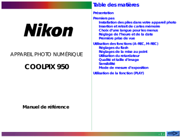 Nikon Coolpix E950 Manuel utilisateur | Fixfr