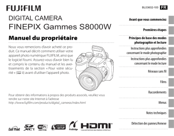 FinePix S8400 W | FinePix S8000 W | Fujifilm S8400W Camera Manuel du propriétaire | Fixfr
