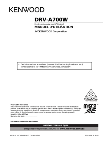Kenwood DRV-A700W Manuel utilisateur | Fixfr
