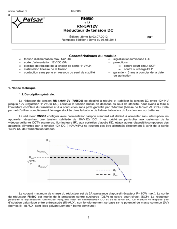 Mode d'emploi | Pulsar RN500 - v1.0 Manuel utilisateur | Fixfr