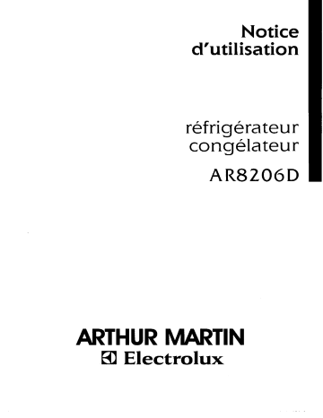 ARTHUR MARTIN ELECTROLUX AR8206D Manuel utilisateur | Fixfr