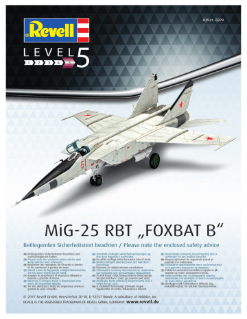 Manuel du propriétaire | Revell 03931 MiG-25 RBT Foxbat B Manuel utilisateur | Fixfr