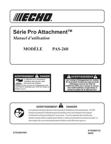 Manuel du propriétaire | Echo PAS-260 PRO Manuel utilisateur | Fixfr
