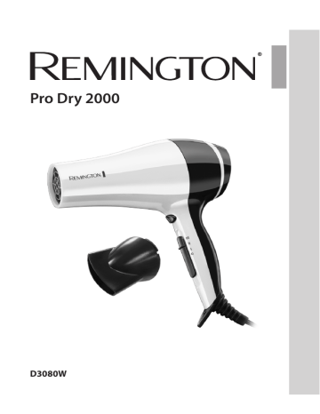 Remington D3080W (Pro Dry 2000 Dryer) Manuel utilisateur | Fixfr