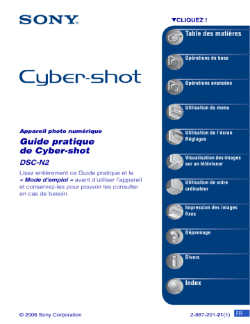Cyber-Shot DSC N2 | Mode d'emploi | Sony DSC-N2 Manuel utilisateur | Fixfr