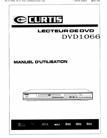 Manuel du propriétaire | Curtis DVD1066 Manuel utilisateur | Fixfr