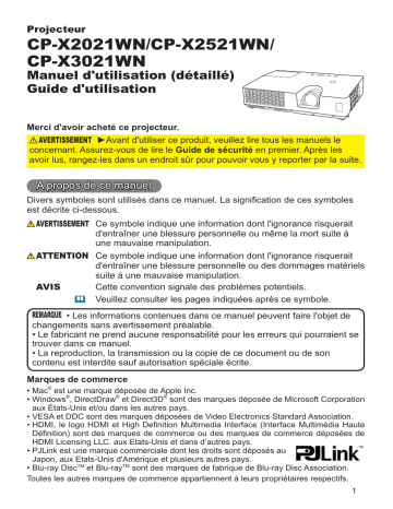 Manuel du propriétaire | Hitachi CP-X3021WN Manuel utilisateur | Fixfr