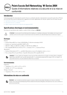 Dell W-Series 205H Access Points Manuel utilisateur