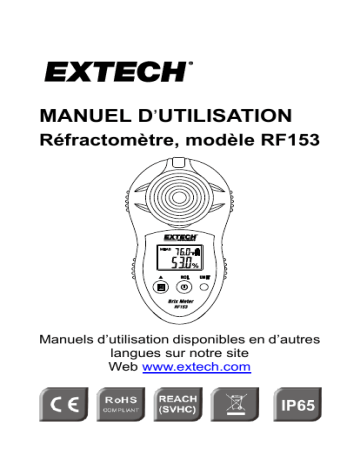 Extech Instruments RF153 Digital Brix Refractometer Manuel utilisateur | Fixfr