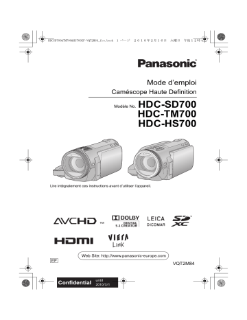 Manuel du propriétaire | Panasonic HDC-TM700 Manuel utilisateur | Fixfr