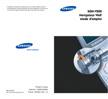 SGH-V200 navigateur WAP | Samsung SGH-V200C Mode d'emploi | Fixfr
