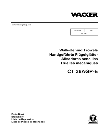 Wacker Neuson CT36AGP-E Gasoline Walk-behind Trowel Manuel utilisateur | Fixfr