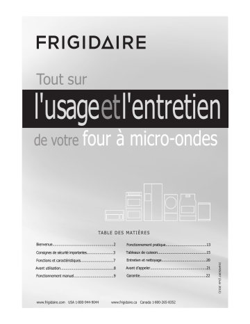 Manuel du propriétaire | Frigidaire CFCM1134LS Manuel utilisateur | Fixfr