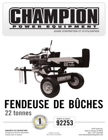 Champion Power Equipment 92253 Manuel utilisateur | Fixfr