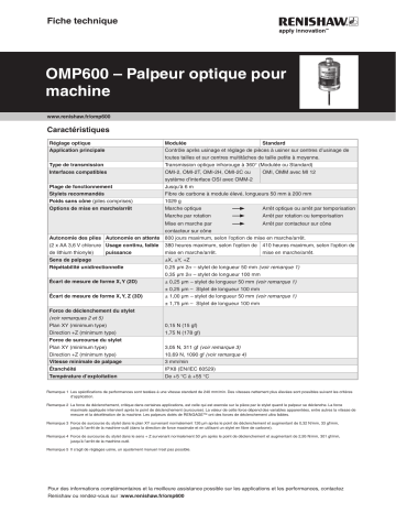 Renishaw OMP600 optical machine probe Manuel utilisateur | Fixfr