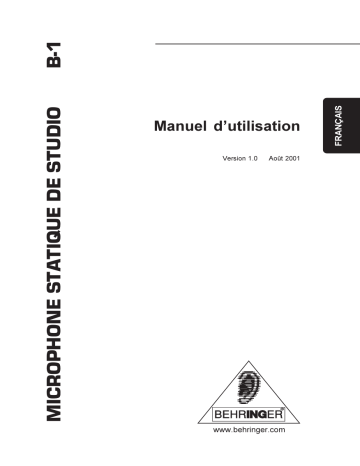 Manuel du propriétaire | Behringer B-1 Manuel utilisateur | Fixfr