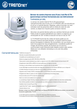 Trendnet TV-IP422W SecurView Wireless Day/Night Pan/Tilt/Zoom Network Camera Fiche technique