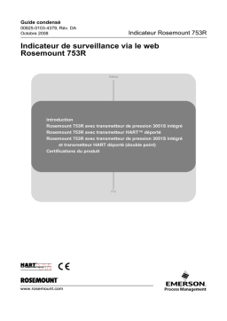 Rosemount 753R Indicateur de surveillance via le web Manuel utilisateur