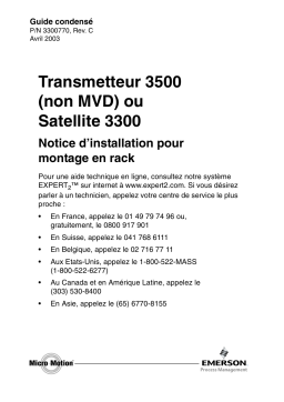 Micro Motion Transmetteur 3500 non MVD ou Satellite 3300 Guide d'installation