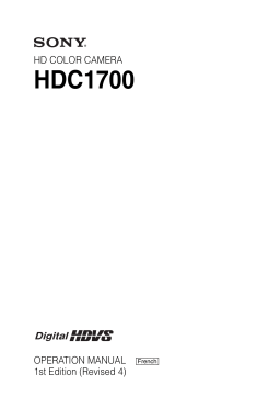 Sony HDC-1700 Manuel utilisateur