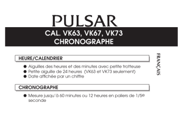 VK73 | VK63 | Mode d'emploi | Pulsar VK67 Manuel utilisateur | Fixfr