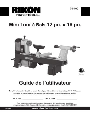 Rikon Power Tools 70-100 Manuel utilisateur | Fixfr