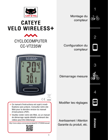 Cateye Velo Wireless%2b [CC-VT235W] Computer Manuel utilisateur | Fixfr