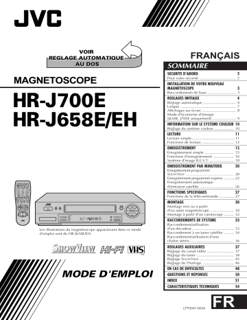 Manuel du propriétaire | JVC HR-J700E Manuel utilisateur | Fixfr