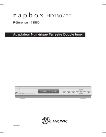 Manuel du propriétaire | Metronic ZAPBOX HD160 2T Manuel utilisateur | Fixfr