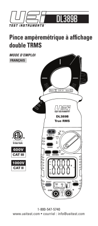 DL389BCOMBO | UEi DL389B DUAL DISPLAY HAVC CLAMP METER Manuel du propriétaire | Fixfr