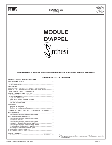 urmet domus MT124-021 F - Systeme Bibus II ed. VOP Manuel utilisateur | Fixfr