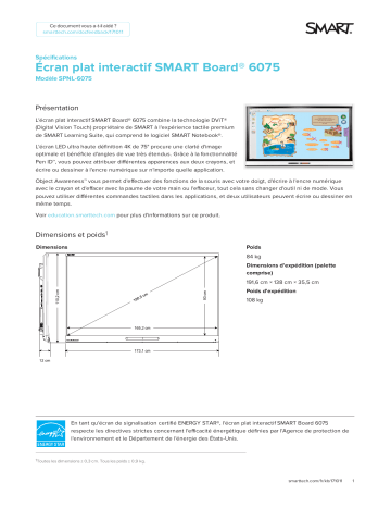 SMART Technologies Board 6000 and 6000 Pro spécification | Fixfr