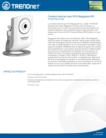 Trendnet TV-IP572W Megapixel HD Wireless N Internet Camera Fiche technique | Fixfr