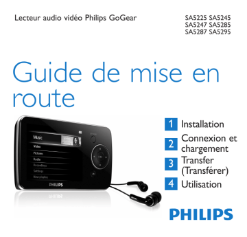 SA5225 | SA5225/02 | SA5285/02 | SA5295/02 | SA5295 | SA5247 | SA5285 | SA5287 | Guide de démarrage rapide | Philips SA5245/02 Manuel utilisateur | Fixfr