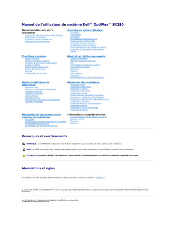 Dell OptiPlex SX280 desktop Manuel utilisateur | Fixfr