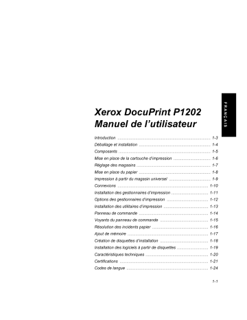 Xerox P1202 DocuPrint Mode d'emploi | Fixfr