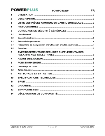 Manuel du propriétaire | Powerplus POWPG30230 Manuel utilisateur | Fixfr