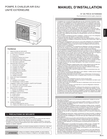 WOYA100KLT | Installation manuel | Fujitsu WOHA100KLT Guide d'installation | Fixfr