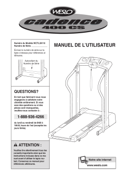 Weslo Cadence 400cs Treadmill Manuel utilisateur