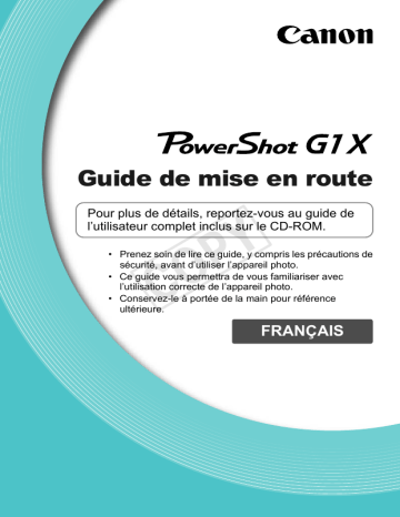 Mode d'emploi | Canon PowerShot G1 X Manuel utilisateur | Fixfr