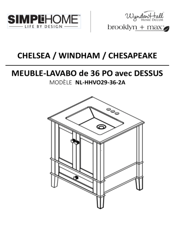 NL-HHV029-36-2A | Simpli Home Chelsea 36 in. Bath Vanity in Soft White with Engineered Quartz Marble Vanity Top in White with White Basin Guide d'installation | Fixfr