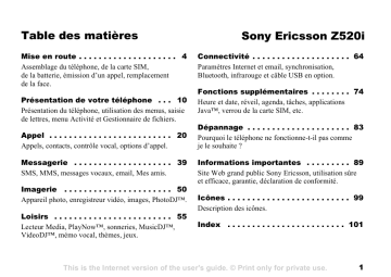 Mode d'emploi | Sony Z520I Manuel utilisateur | Fixfr