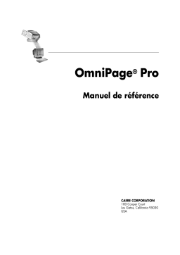 ScanSoft OMNIPAGE PRO Manuel utilisateur