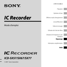 Sony ICD-SX77 Manuel utilisateur