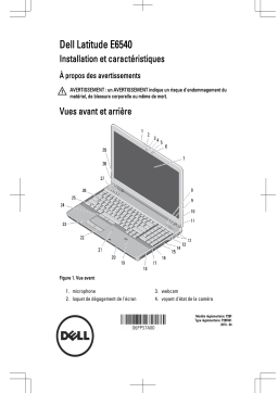 Dell Latitude E6540 laptop Guide de démarrage rapide